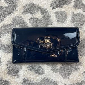 Coach Patent Navy Legacy Checkbook Wallet